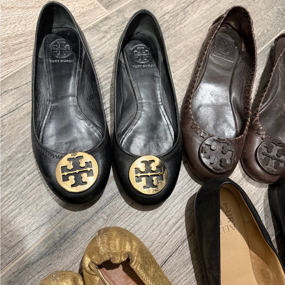 Tory Burch Black, Brown, and Gold Flats and black Neutralizer loafers, bundle - Picture 2 of 8
